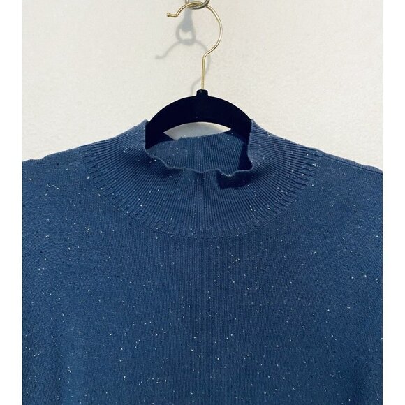 J Jill Sweater Womens Large Mock Neck Tunic Long Sleeve Lightweight Blue Flecked - Picture 2 of 7